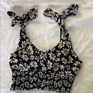 Floral Black Crop Top